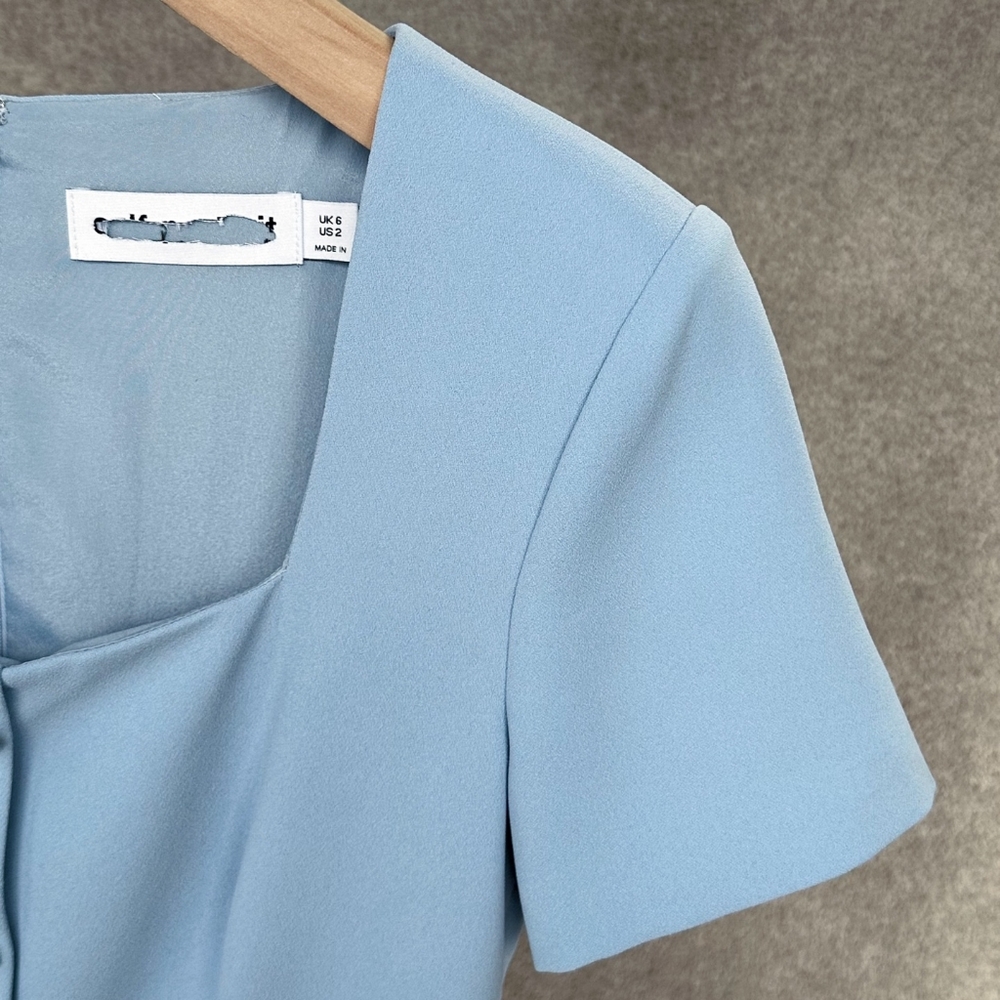Self-Portrait Blue Crepe Button Midi Dress - Picture 7 of 14